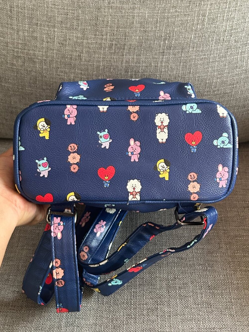BT21 Blue Mini Backpack Faux Leather Cute Character Graphics K-Pop BTS Merch - Picture 6 of 14
